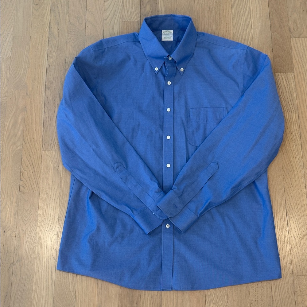 Brooks Brothers Men's Blue Button-Down Shirt Milano 17x35 NWOT Never Worn